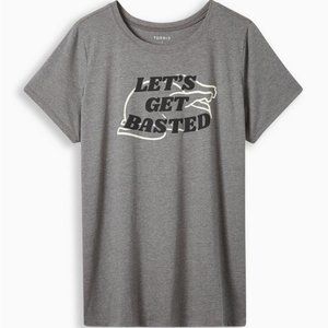 NWT Torrid Heather Grey Gray Let's Get Basted Thanksgiving Turkey Tee 2 2X 18/20